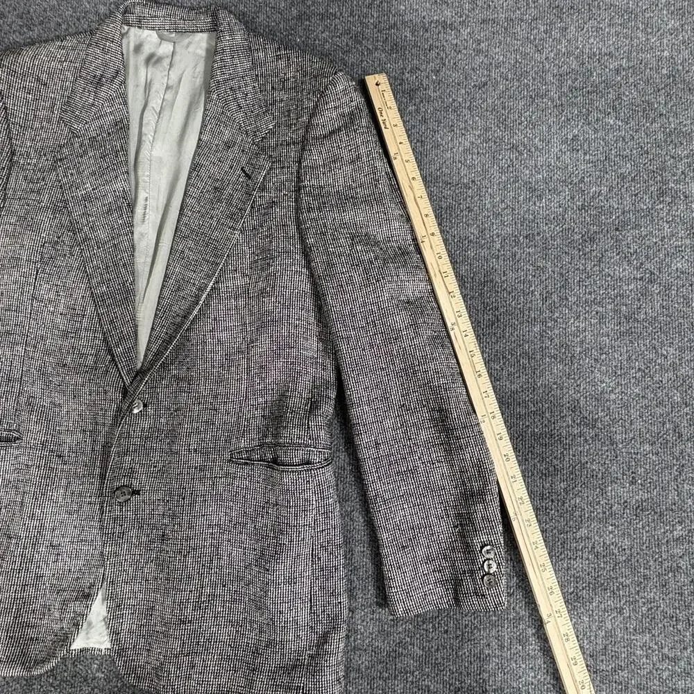 Oleg Cassini Blazer Mens 42 Black White Tweed Houndstooth Sport Coat Jacket